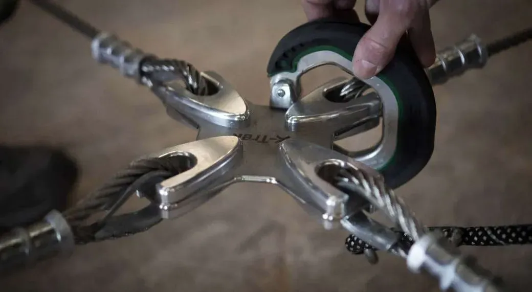 Hookt bifurcation cross — enables 360 degree movement without disconnection