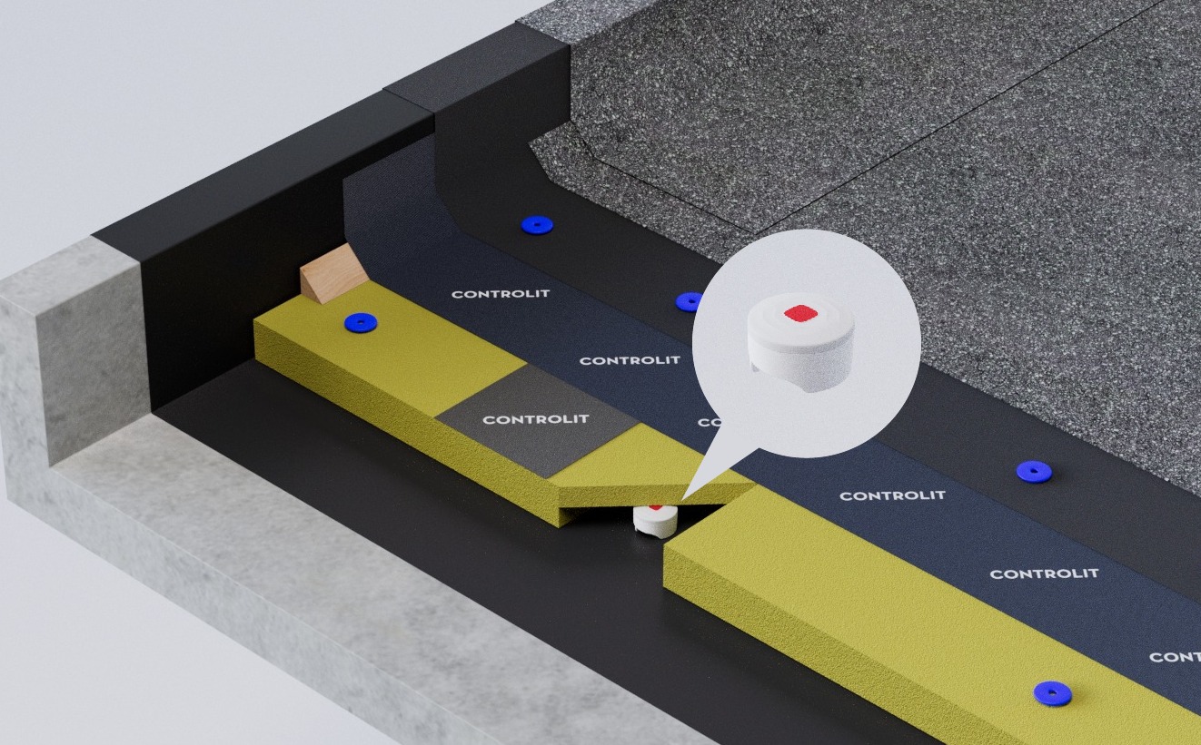Combined Controlit + Sensor Innovation roofing system cross-section